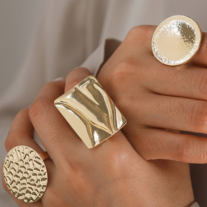 Геометрические кольца из цинкового сплава для женщин, золотые