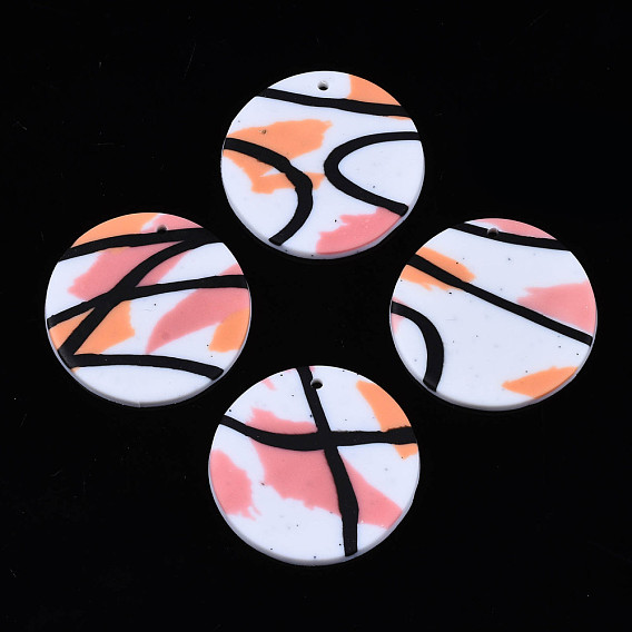 Handmade Polymer Clay Pendants, Flat Round