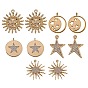 10Pcs 5 Style Brass Micro Pave Clear Cubic Zirconia Pendants, Nickel Free, Mixed Shapes
