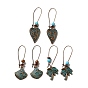 3 Pairs 3 Style Heart & Shell & Coconut Tree Alloy Dangle Earrings Set, Wood & Resin Beaded Long Drop Earrings for Women
