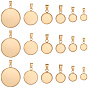 24Pcs 6 Styles 304 Stainless Steel Pendant Cabochon Settings, Flat Round Charms, Ion Plating(IP)