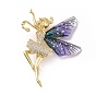 Resin Fairy Lapel Pin with Clear Cubic Zirconia, Real 18K Gold Plated Brass Badge with Loop for Jewelry Pendant, Cadmium Free & Lead Free