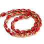 Electroplate Glass Beads Strands, with Golden Plated Edge, Faceted Oval