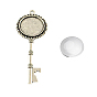 Pendant Making Sets, with Alloy Pendant Cabochon Settings and Glass Cabochons, Key, Cadmium Free & Lead Free