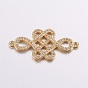 Brass Micro Pave Cubic Zirconia Links, Long-Lasting Plated, Chinese Knot