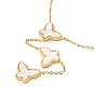 Collier lariat pendentifs papillon coquillage synthétique, placage ionique (ip) 304 collier en acier inoxydable pour femme