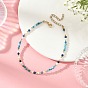 Natural Gemstone Faceted Round and Potato Natural Pearl Beaded Anklets, Golden