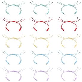 Регулируемый браслет из нейлонового плетеного шнура, аксессуары для изготовления, с латунными бусинами и 304 запорными кольцами из нержавеющей стали