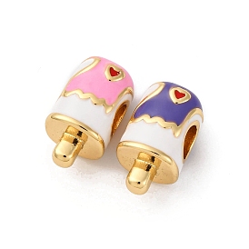 Латунь эмаль европейские шарики, бусины с большим отверстием, мороженое, без кадмия и без свинца, стойки покрытие, долговечный, реальный 18 k позолоченный