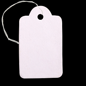 Rectangle Blank Hang tag, Jewelry Display Paper Price Tags, with Cotton Threads, 26x16x0.2mm, Hole: 2mm, 500pcs/bag