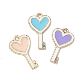 Подвески из эмали и сплава, Ключ с сердцем, золотой свет, без кадмия, без никеля и без свинца