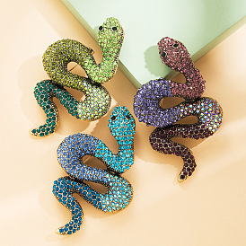 Fashionable Snake-shaped Rhinestone Brooch for Girls, Cute Pin with Alloy and Sparkling Gems