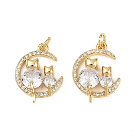 Латунные микро проложить кубического циркония подвески, подвески в форме луны и кошки, без кадмия и без свинца, стойки покрытие, долговечный, с целью перехода в кольце