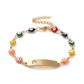 Вакуумное покрытие pvd 304 прямоугольник из нержавеющей стали с браслетом в виде солнечного звена, красочный эмалевый браслет с цепями от сглаза для женщин