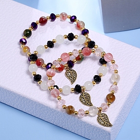 Crystal Glass Stretch Bracelet, Jewely for Women, Leaf