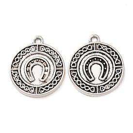 Сплавочные подвески тибетского стиля, плоские круглые подвески в виде подков