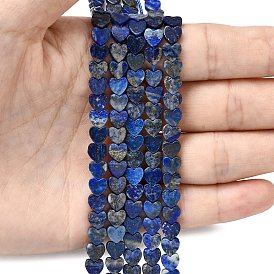 Нитки бусины из натурального ляписа-лазури, сердце