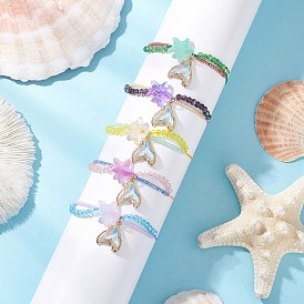 Плетеные браслеты из стеклянных бусин, браслеты со стеклянными бусинами в виде звезд, со стеклянными бусинами