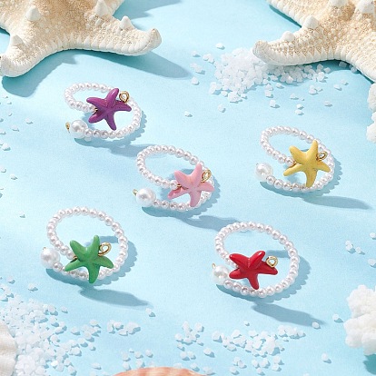 Регулируемые манжеты из синтетической бирюзы, с абс пластиковой имитации жемчужина круглые бусины