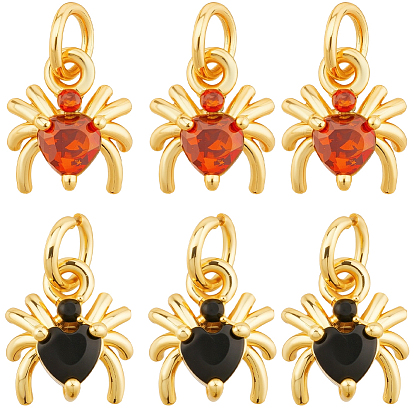 8 шт. 2 цвета латуни микропаве кубические цирконии подвески-пауки, с целью перехода в кольце