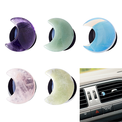 5шт. лунный натуральный аметист, амазонит, розовый кварц, зеленый авантюрин и опалиты, автомобильные воздухозаборники, внутренняя отделка автомобиля, с магнитным ферромарганцевым железом и пластиковым зажимом
