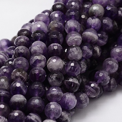 Faceted Round Natural Chevron Amethyst Bead Strands