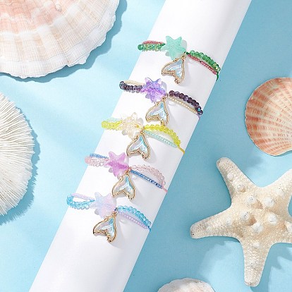 Плетеные браслеты из стеклянных бусин, браслеты со стеклянными бусинами в виде звезд, со стеклянными бусинами