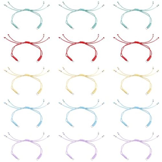 Регулируемый браслет из нейлонового плетеного шнура, аксессуары для изготовления, с латунными бусинами и 304 запорными кольцами из нержавеющей стали