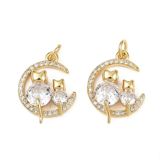 Латунные микро проложить кубического циркония подвески, подвески в форме луны и кошки, без кадмия и без свинца, стойки покрытие, долговечный, с целью перехода в кольце