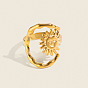 304 Stainless Steel Cuff Open Rings for Women, Sun