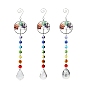 Обернутые проволокой украшения-подвески с драгоценными камнями «Древо жизни», подвесные ловцы солнца, с металлической фурнитурой, стеклянной подвеской и восьмиугольным звеном