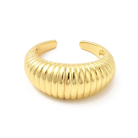 Rack Plating Brass Croissant Open Cuff Ring for Men Women, Cadmium Free & Lead Free