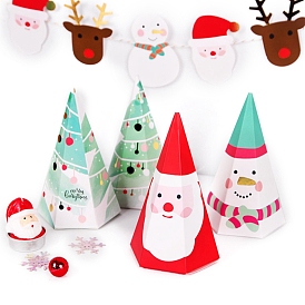 Cone Paper Bakery Boxes, Christmas Theme Gift Box, for Mini Cake, Cupcake, Cookie Packing