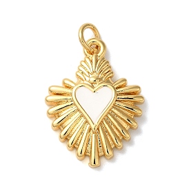 Rack Plating Brass Pendants, with Enamel and Jump Ring, Long-Lasting Plated, Heart Charm