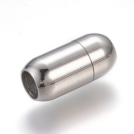 304 Stainless Steel Magnetic Clasps with Glue-in Ends, Oval