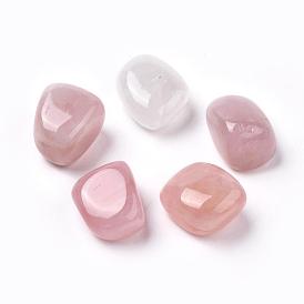 5Pcs Natural Rose Quartz Beads, Tumbled Stone, Vase Filler Gems, No Hole/Undrilled, Nuggets