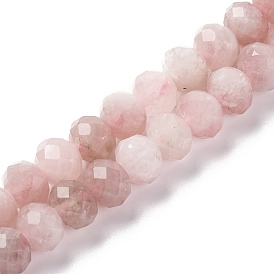 Natural Rose Quartz Beads Strands, Faceted, Rondelle