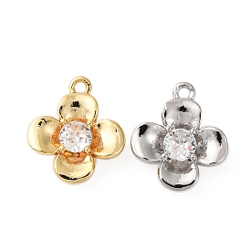 Латунные подвески из прозрачного кубического циркония, без кадмия, без никеля и без свинца, цветок