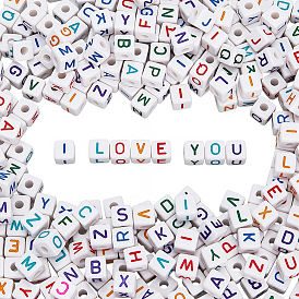 40OPC акриловые бусины с горизонтальными отверстиями в форме букв, кубические