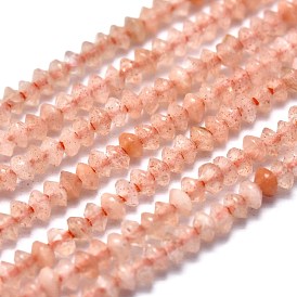 Natural Sunstone Beads Strands, Faceted, Bicone