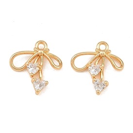 Latón micro pavimenta claro cubic zirconia encantos, encantos del bowknot