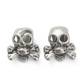 304 Stainless Steel European Beads, Large Hole Beads, Skull