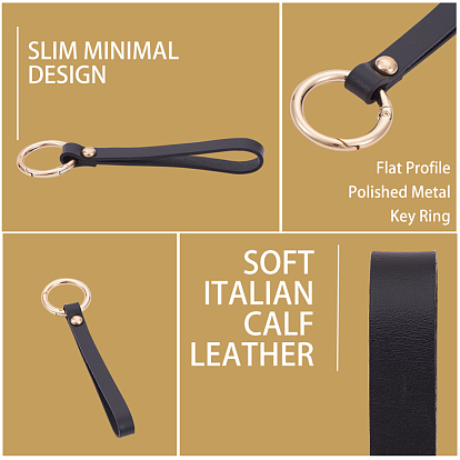 Leather Keychain, with Iron Split Key Rings and Alloy Spring Gate Rings