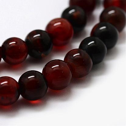 Natural Agate Beads Strands, Dyed & Heated, Round