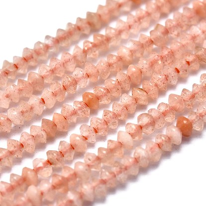 Natural Sunstone Beads Strands, Faceted, Bicone