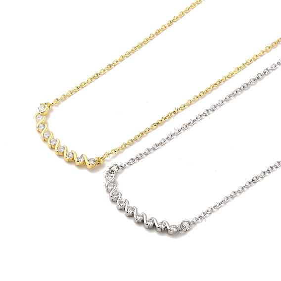 304 подвесные из нержавеющей стали ожерелья, ожерелья с подвесками из латуни с прозрачным кубическим цирконием и микропаве