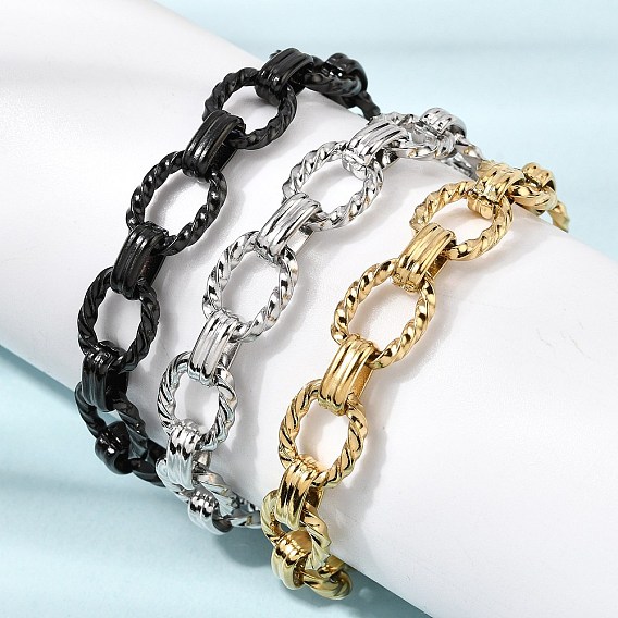 304 браслеты-цепочки из нержавеющей стали для женщин и мужчин, витых овальных, с карабин-лобстерами 