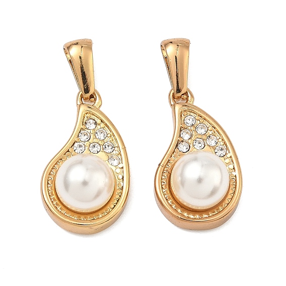 304 подвески из нержавеющей стали и АБС-пластика с имитацией жемчуга, слезинки, со стразами