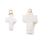 Подвески в виде крестиков из натуральных пресноводных ракушек с латунными креплениями, золотые