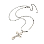 304 Stainless Steel Cross with Jesus Pendant Necklaces, Snake Chains Necklaces for Women